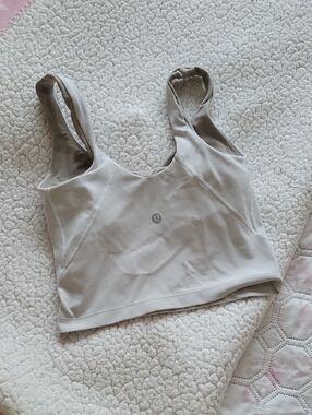 lululemon athletica Light Gray Crop Sports Tank Top